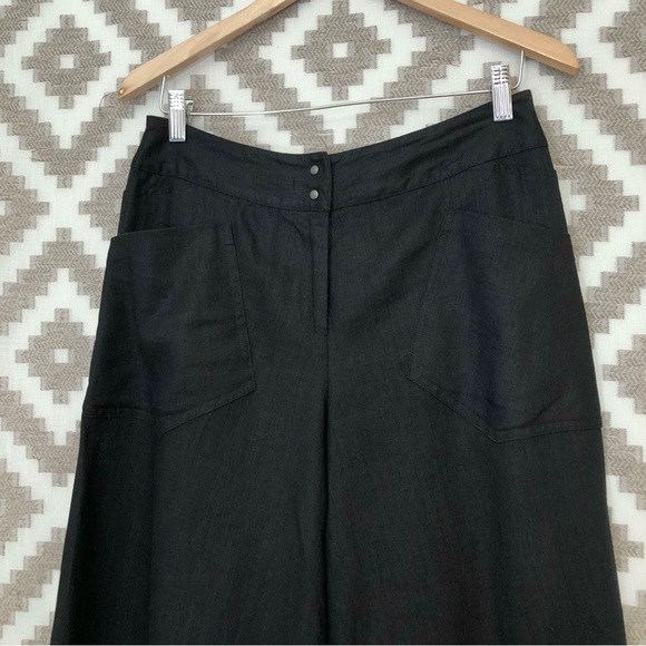 Babette Black Linen Lagenlook Wide Leg Pants - Picture 2 of 8